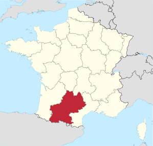 Lage der früheren Region Midi-Pyrénées in Frankreich