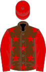 Brown, red stars, sleeves and cap