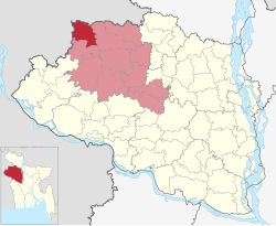 Location of Sapahar Upazila