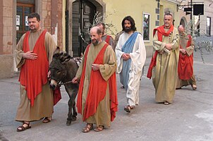 Škofja Loka Passion Play is a revived Baroque Passion procession from Škofja Loka, Slovenia. It is shaped as a play and represents stories from the life of Jesus