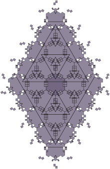 A patch of 25 monotiles, showing the triangular hierarchical structure