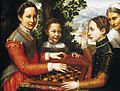 Portrait of the Artist's Sisters Playing Chess, showing from left to right: Lucia, Europa, and Minerva, 1555