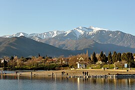 Vinça and the Canigou mountain