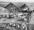 The Télots mine, near Autun, with its two conical slag heaps.