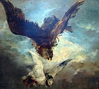 《鷹隼襲擊鴿子》，1844