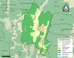 Carte en couleurs présentant l'occupation des sols.