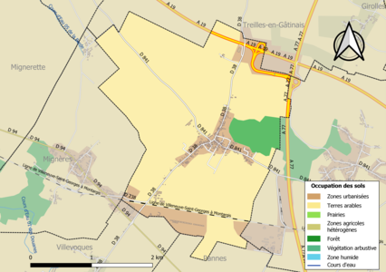 Carte des infrastructures et de l'occupation des sols de la commune en 2018 (CLC).