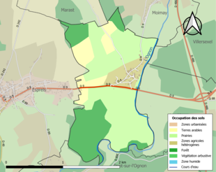 Carte en couleurs présentant l'occupation des sols.