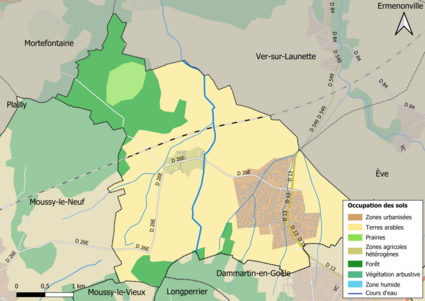 Carte des infrastructures et de l'occupation des sols en 2018 (CLC) de la commune.