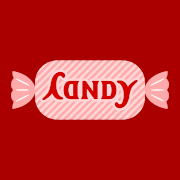 "Candy", 180° symmetrical ambigram.