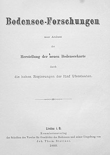 Titelblatt des ersten Teils der Bodensee-Forschungen, erschienen 1893 als Beiheft zu Band 22 der Schriften des Vereins für Geschichte des Bodensees und seiner Umgebung