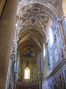Vaulted ceiling of Cefalù Cathedral in Sicily (1131–1240)