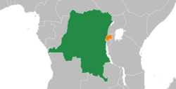 Map indicating locations of Democratic Republic of the Congo and Rwanda