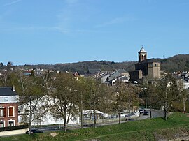 The church and surroundings in Montcy-Notre-Dame