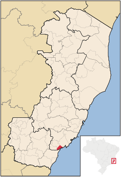 Location of Piúma in the State of Espírito Santo