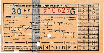 „Fahrschein mit Netz der VGB 1955“