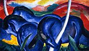 Franz Marc, Les Grands Chevaux bleus (1911, 102 × 160 cm), Minneapolis, Walker Art Center.