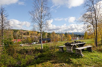 Vy från gruvområdet mot samhället.