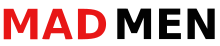 The word "MAD" written in red and the word "MEN" written in black