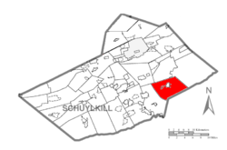 Location of East Brunswick Township in Schuylkill County, Pennsylvania (above)