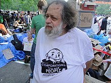 Photo of Marshall Berman at Occupy Wall Street in 2011