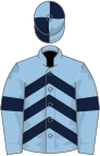 Light blue, dark blue chevrons and armlets, quartered cap