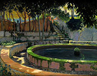 Jardín de las Elegías. Son Moragues (c. 1903). Jardín y alberca de la finca Son Moragues del archiduque Luis Salvador de Austria en Mallorca.