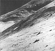 Rolling lunar terrain northeast of the landing site