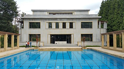 Rear of the Villa Empain, showing the large original swimming pool