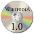 computer disk icon of CD/DVD with WikipediA and 1.0 written on it