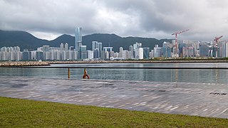 Blick auf Walkway und Hongkong-Island