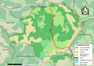 Carte en couleurs présentant l'occupation des sols.