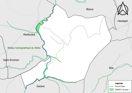 Carte de la ZNIEFF de type 1 sur la commune.