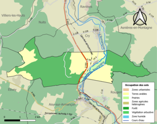 Carte en couleurs présentant l'occupation des sols.