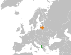 Map indicating locations of Albania and Lithuania