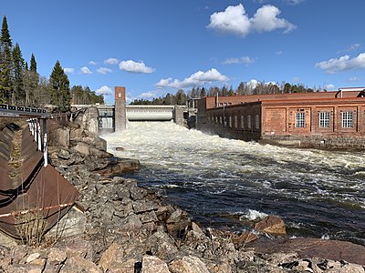 Ankkapurhan tehtaan voimalaitoksen pato ja koski, 29. maaliskuuta 2020, Antto