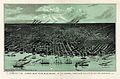 Image 9 Detroit in 1889 Lithograph: Calvert Lithographing Company; restoration: Adam Cuerden A bird's-eye view showing approximately 3 square miles (8 km2) of the central portion of the city of Detroit, Michigan, c. 1889. At this time in the city's history, it was a burgeoning home for manufacturing with expanding city limits. Waves of immigrants, predominantly from Europe, came to Detroit, opening businesses and establishing their own communities. However, infrastructure remained lacking; before 1889, only four of the city's roads were paved. More selected pictures