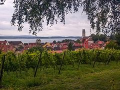 Blick vom Fürstenhäusle auf Meersburg am Bodensee