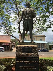 Captain Cook statue in the park