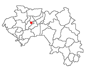 Location of Pita Prefecture and seat in Guinea.