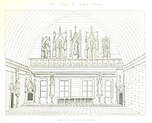 Grand Hall of the Prosecutors; engraving from "Historical and Monumental France" by Jean-Abel Hugo (1836).