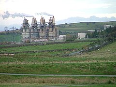 Fours à chaux destinés à l'alimentation de l'aciérie de Scunthorpe, Angleterre.