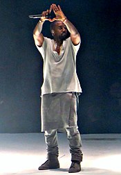 Kanye West performing in 2013
