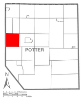 Map of Potter County, Pennsylvania highlighting Roulette Township