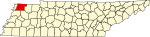 State map highlighting Obion County