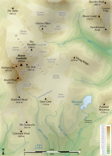 Carta topografica del monte Garibaldi e dei suoi dintorni.