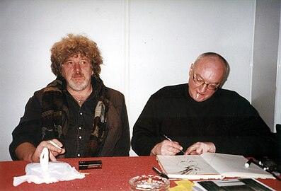 Mythic et Daniel Hulet en dédicace à la fin 1998.