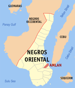 Map of Negros Oriental with Amlan highlighted