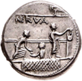 Receiving (left) and casting (right) a secret ballot, Roman Republic, 113–112 BC