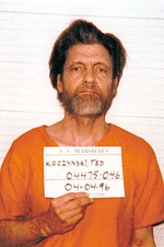 1996 mugshot of Ted Kaczynski